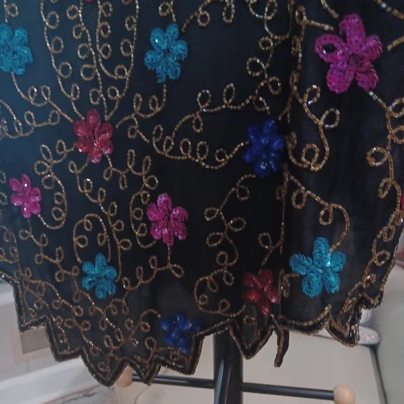 Laurence Kazar Beaded Silk Short Sleeve Top Size 3X - Picture 8 of 13